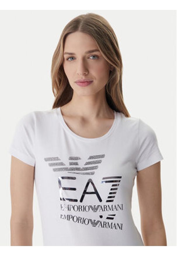 EA7 Emporio Armani T-Shirt 7W000977 AF10373 Biały Regular Fit. Kolor: biały. Materiał: bawełna