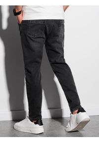 Ombre Clothing - Spodnie męskie joggery P1057 - czarne - XL. Kolor: czarny. Materiał: jeans, bawełna, elastan. Styl: klasyczny #4