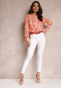 Renee - Różowa Koszula Wzorzysta Hemeha. Kolor: różowy. Materiał: jeans. Długość rękawa: długi rękaw. Długość: długie. Styl: klasyczny