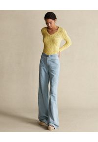 Ralph Lauren - RALPH LAUREN - Żółty sweter z bawełny. Typ kołnierza: polo. Kolor: żółty. Materiał: bawełna. Długość rękawa: długi rękaw. Długość: długie #3