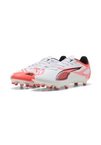 Puma - Buty piłkarskie ULTRA 5 PLAY FG/AG PUMA White Black Glowing Red. Kolor: biały, czarny, czerwony, wielokolorowy. Materiał: syntetyk, materiał. Szerokość cholewki: normalna. Sport: piłka nożna
