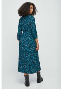 medicine - Medicine sukienka midi rozkloszowana. Kolor: turkusowy. Materiał: tkanina. Typ sukienki: rozkloszowane. Długość: midi #5