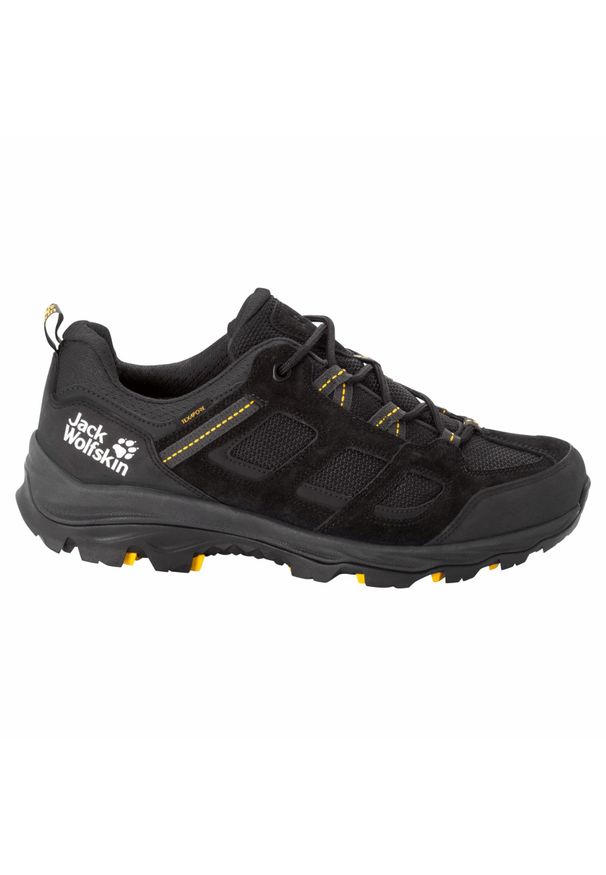 Buty trekkingowe męskie Jack Wolfskin Vojo 3 Texapore. Zapięcie: sznurówki. Kolor: czarny, żółty, wielokolorowy. Materiał: guma, syntetyk, tkanina, materiał. Szerokość cholewki: normalna