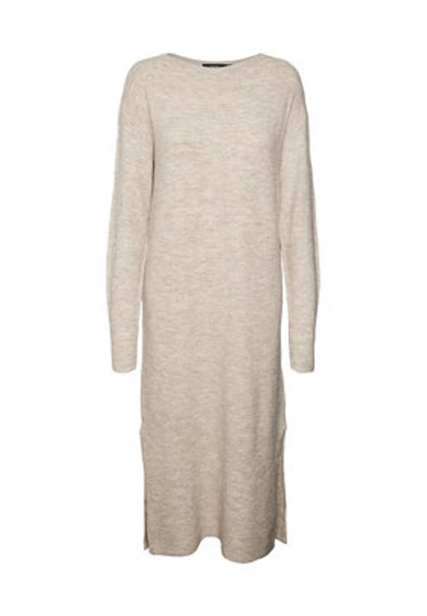 Vero Moda Sukienka dzianinowa 10291689 Beżowy Relaxed Fit. Kolor: beżowy. Materiał: syntetyk