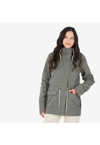 quechua - Kurtka turystyczna damska Quechua NH550 wodoodporna. Kolor: zielony, brązowy, wielokolorowy. Materiał: poliamid, materiał, poliester. Sport: turystyka piesza