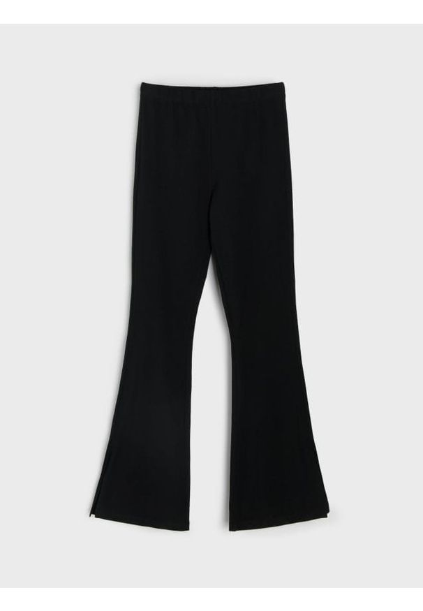 Sinsay - Bawełniane legginsy flare - czarny. Kolor: czarny. Materiał: bawełna