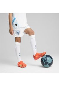 Puma - Młodzieżowe szorty Olympique Marsylia 24/25 PUMA White Bleu Azur Blue. Kolor: niebieski, wielokolorowy, biały. Sport: piłka nożna