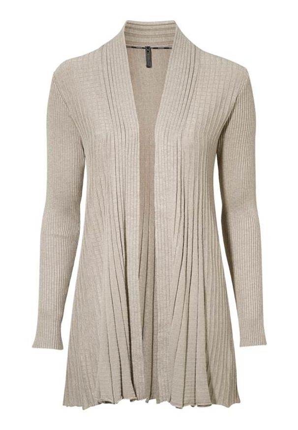 Freequent Sweter Claudisse lång beżowy melanż female beżowy XL (44). Kolor: beżowy. Materiał: dzianina, prążkowany. Wzór: melanż