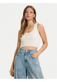 Guess Top V5BP05 Z3JD2 Beżowy Slim Fit. Kolor: beżowy. Materiał: syntetyk