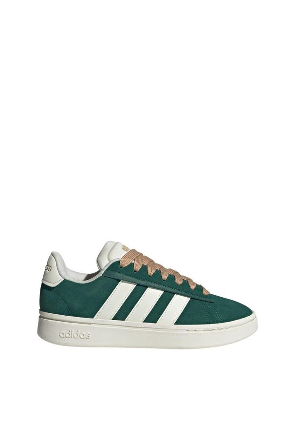 Adidas - Buty Grand Court Alpha. Kolor: biały, beżowy, wielokolorowy, zielony. Materiał: skóra, syntetyk. Styl: elegancki, sportowy