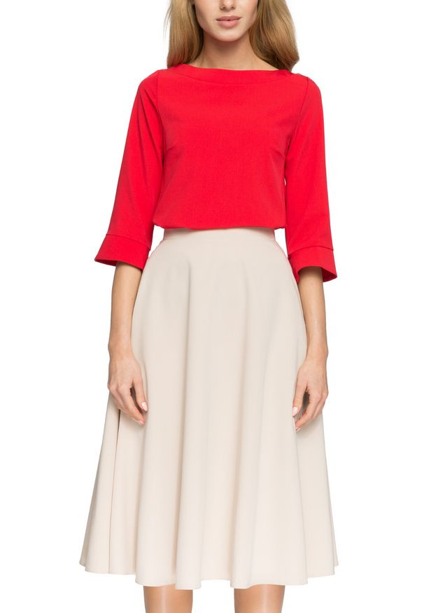 Style - Elegancka rozkloszowana spódnica midi. Okazja: na co dzień. Materiał: materiał. Wzór: gładki. Styl: elegancki