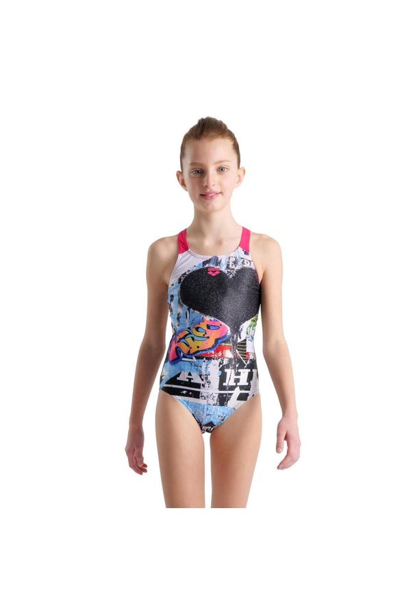 Strój kąpielowy dziewczęcy Arena Swimsuit V Back Placement. Kolor: czarny