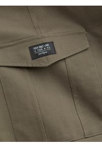 Ombre Clothing - Spodnie męskie z kieszeniami cargo i ściągaczem na dole nogawki - ciemnooliwkowe V1 OM-PACG-0189 - XXL. Kolor: oliwkowy. Materiał: bawełna, elastan #9
