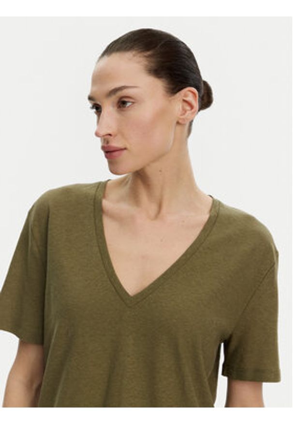 ACCESS FASHION T-Shirt 53-2148-611 Zielony Regular Fit. Kolor: zielony. Materiał: len