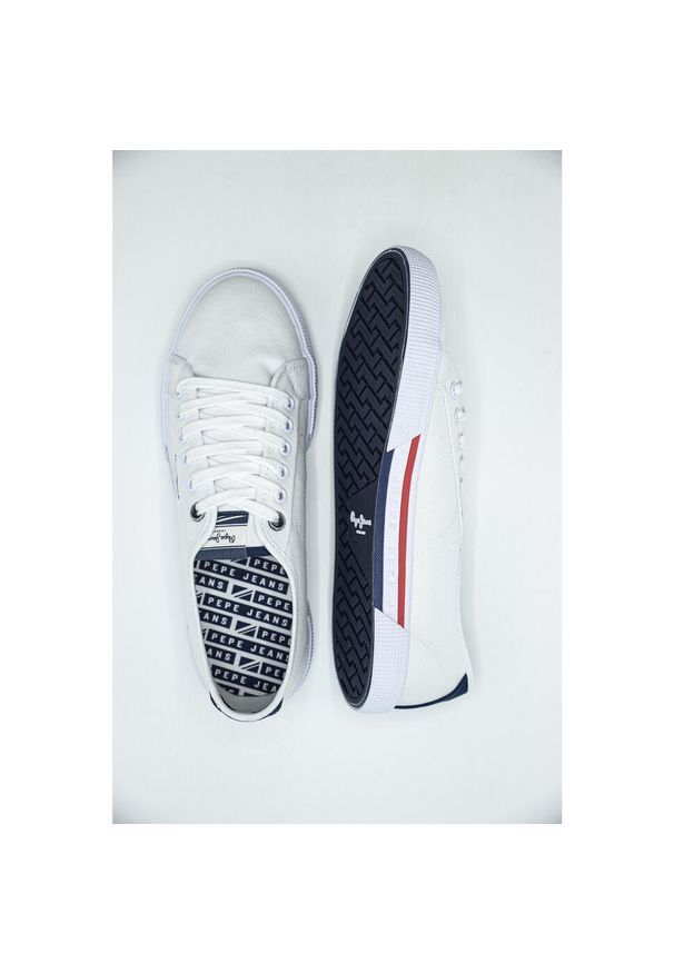 Trampki Pepe Jeans Brady Men Basic, Mężczyźni. Kolor: biały. Materiał: materiał