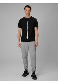 4f - 4F T-shirt regular z nadrukiem męski - czarny L. Okazja: na co dzień. Kolor: czarny. Materiał: dzianina, bawełna, materiał. Wzór: nadruk. Styl: casual #2