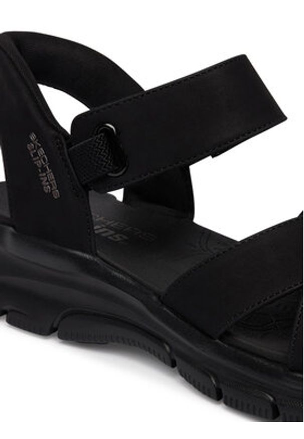 skechers - Skechers Sandały 163534/BBK Czarny. Kolor: czarny. Materiał: skóra