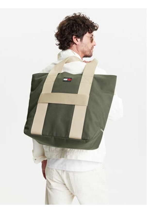 Tommy Jeans Torba Retro Cool Tote AM0AM13278 Khaki. Kolor: brązowy. Materiał: materiał