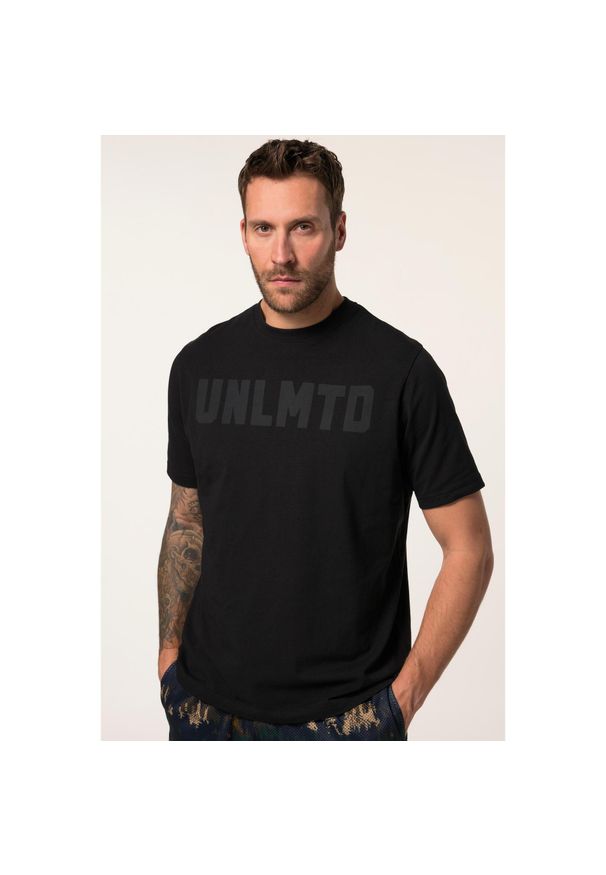 JAY-PI - Męski T-shirt fitness rękaw 1/2 do rozm. 7XL. Kolekcja: plus size. Kolor: czarny. Materiał: bawełna, elastan, materiał. Sport: fitness