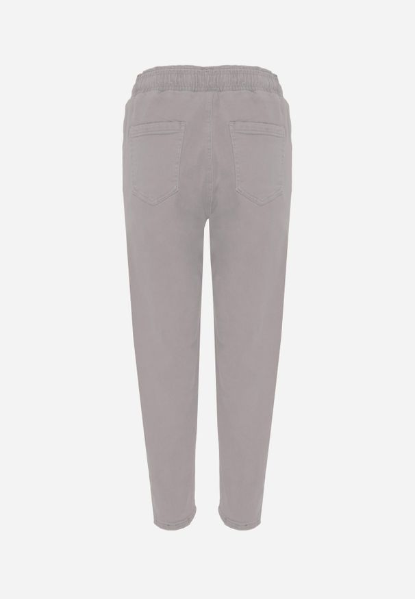 Renee - Szare Jeansy z Bawełny Mom Fit HIgh Waist z Wiązaniem w Pasie Origonia. Okazja: na co dzień. Stan: podwyższony. Kolor: szary. Styl: casual, vintage