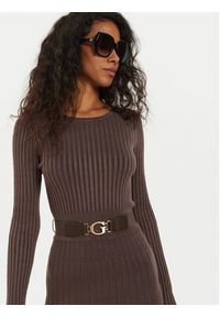 Guess Sukienka dzianinowa W2BK29 Z2YJ2 Brązowy Regular Fit. Kolor: brązowy. Materiał: wiskoza #4