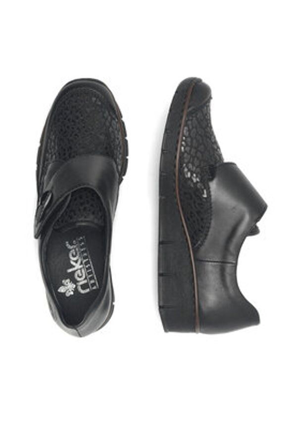 Rieker Półbuty 537C0-00 Czarny. Kolor: czarny. Materiał: materiał