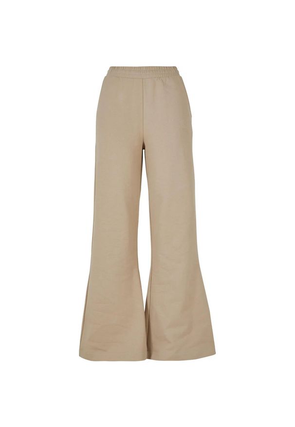 Urban Classics - Damskie Spodnie Dresowe Z Szeroką Nogawką Z Bawełny Organicznej. Kolor: beżowy. Materiał: dresówka, bawełna