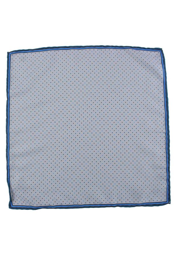 Szara Męska Poszetka -EM Men's Accessories- w Kolorowe Kropki, Groszki. Kolor: wielokolorowy. Materiał: mikrofibra. Wzór: kropki, kolorowy, grochy