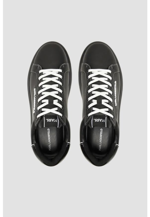 Karl Lagerfeld - KARL LAGERFELD Czarne męskie sneakersy skórzane Kapri Kushion Lo Lace, Rozmiar 44. Okazja: na co dzień. Kolor: czarny. Materiał: skóra
