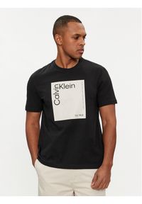 Calvin Klein T-Shirt Square Logo K10K112503 Czarny Regular Fit. Kolor: czarny. Materiał: bawełna