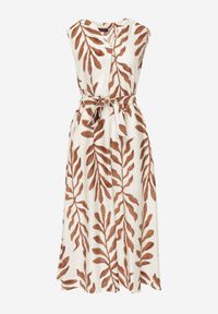 Born2be - Beżowa Pudełkowa Sukienka Wiskozowa Bez Rękawów z Wiązanym Paskiem Fontalin. Okazja: na co dzień, do pracy. Kolor: beżowy. Materiał: wiskoza. Długość rękawa: bez rękawów. Styl: boho, casual, elegancki #7