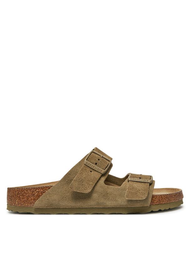 Birkenstock Klapki Arizona 1019045 Khaki. Kolor: brązowy. Materiał: skóra, zamsz