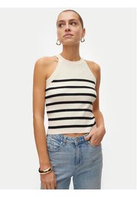 Vero Moda Top Saba 10306826 Beżowy Slim Fit. Kolor: beżowy. Materiał: wiskoza #5