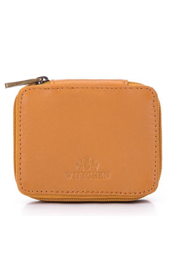 Wittchen - Minikosmetyczka skórzana pudełkowa pomarańczowa. Kolor: pomarańczowy. Materiał: skóra
