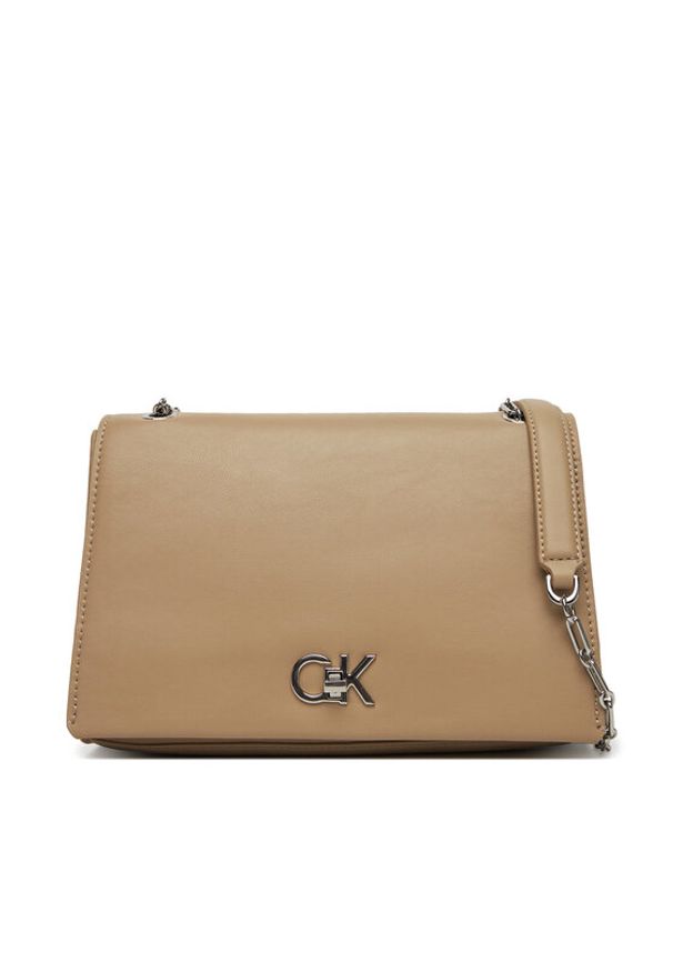 Calvin Klein Torebka Ck Medium Conv Chain Bag K60K612810 Beżowy. Kolor: beżowy. Materiał: skórzane
