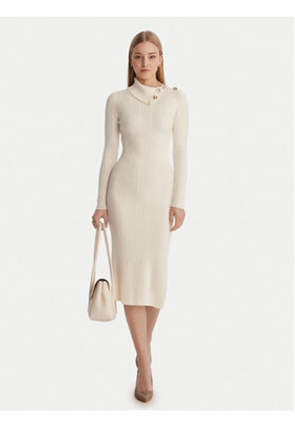 Guess Sukienka dzianinowa W6RK01 Z2YJ2 Écru Regular Fit. Materiał: wiskoza