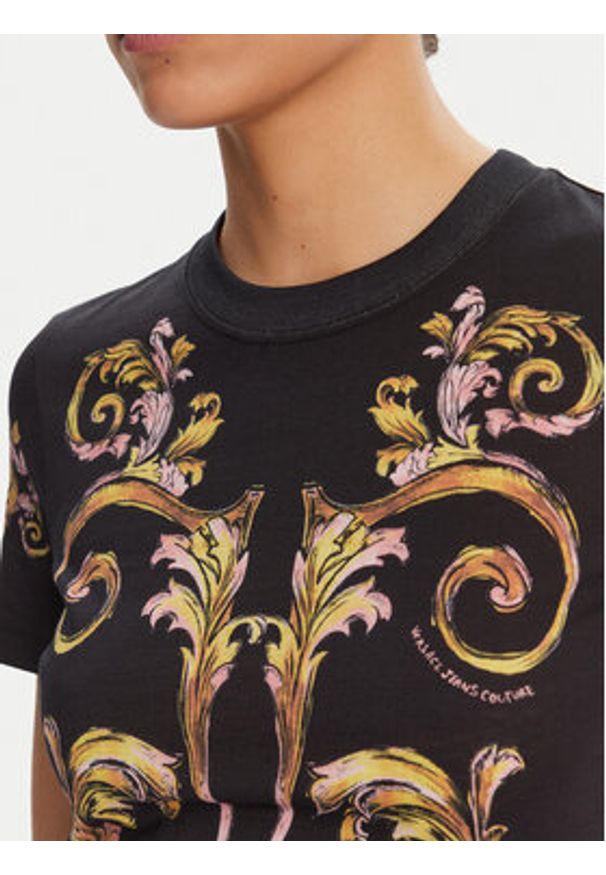 Versace Jeans Couture T-Shirt 78HAH6P8 Czarny Slim Fit. Kolor: czarny. Materiał: bawełna