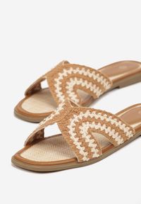 Renee - Brązowe Klapki Ozdobione Geometrycznym Motywem Zerava. Okazja: na co dzień. Kolor: brązowy. Wzór: aplikacja, geometria. Styl: elegancki, casual #5
