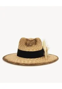RUSLAN BAGINSKIY - Słomiany kapelusz Fedora. Kolor: beżowy. Materiał: bawełna. Wzór: aplikacja #2