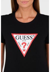 Guess - GUESS Czarny damski t-shirt bawełniany Original Tee, Rozmiar L. Kolor: czarny. Materiał: bawełna #5