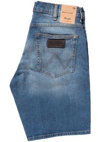 Wrangler - KRÓTKIE SPODENKI WRANGLER REGULAR SHORT GREEN LAGOON W15UX475C 112127159. Materiał: jeans, skóra. Długość: krótkie #4