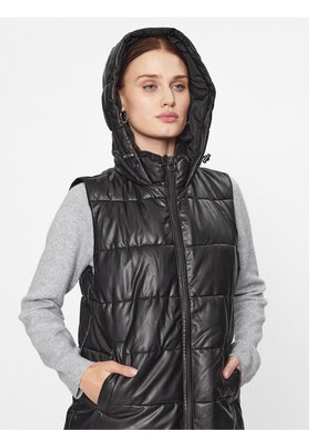 only - ONLY Bezrękawnik 15300267 Czarny Regular Fit. Kolor: czarny. Materiał: skóra. Długość rękawa: bez rękawów