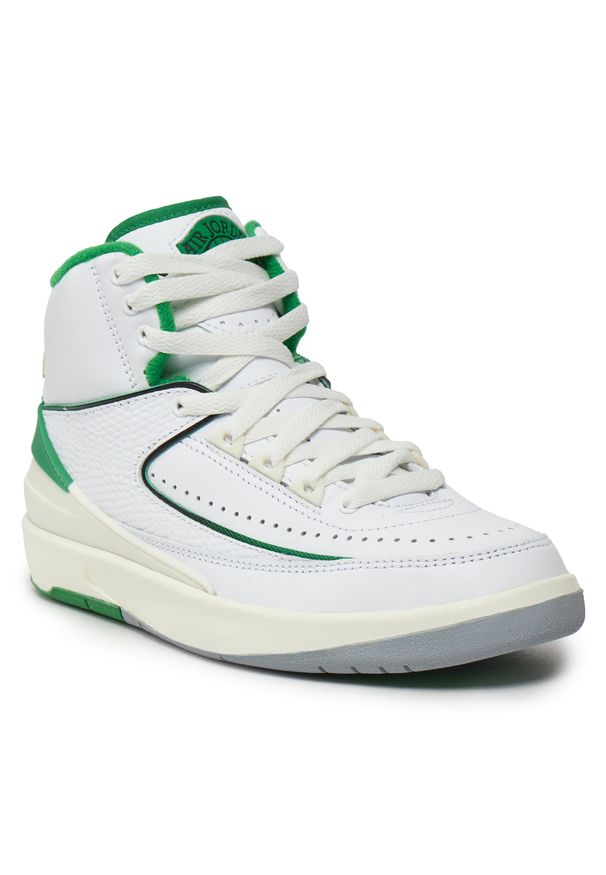 Buty Nike Air Jordan 2 Retro (GS) DQ8562 103 White/Lucky Green/Sail. Kolor: biały. Materiał: skóra. Model: Nike Air Jordan