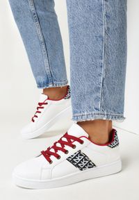 Born2be - Biało-Czerwone Sneakersy z Wstawkami Dyvana. Kolor: biały #3