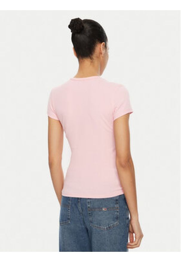 Tommy Jeans T-Shirt Essential DW0DW17383 Różowy Slim Fit. Kolor: różowy. Materiał: bawełna
