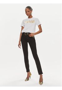 Versace Jeans Couture T-Shirt 76HAHT04 Biały Slim Fit. Kolor: biały. Materiał: bawełna