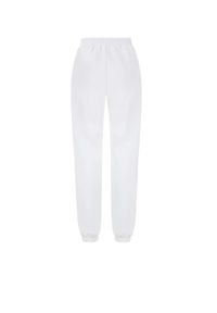 DOLLINA - Białe spodnie dresowe. Kolor: biały. Materiał: dresówka. Wzór: haft