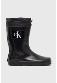 Calvin Klein Jeans kalosze dziecięce kolor czarny. Kolor: czarny. Materiał: materiał, guma. Szerokość cholewki: normalna. Wzór: gładki #1