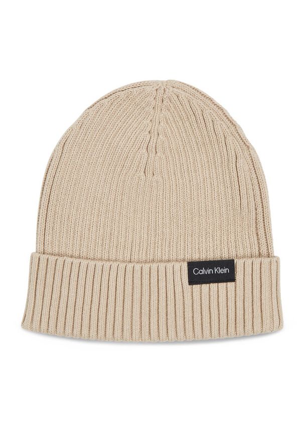 Calvin Klein Czapka Classic Cotton Rib Beanie K50K510982 Beżowy. Kolor: beżowy. Materiał: bawełna