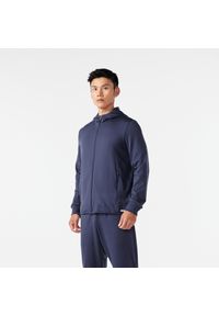 KIPRUN - Bluza do biegania męska Kiprun Run 100 Warm ocieplana. Kolor: niebieski. Materiał: tkanina, prążkowany, poliester, materiał, elastan. Sport: bieganie